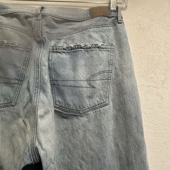 American Eagle Women's Denim Baggy Jeans Size 12 Regular Blue High-Rise Comfy - Picture 9 of 15